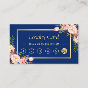 DIY Colour Floral Gold Salon Loyalty Punch Card