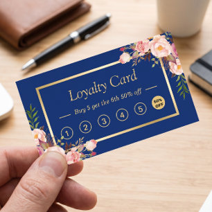 DIY Colour   Floral Gold Salon Loyalty Punch Card