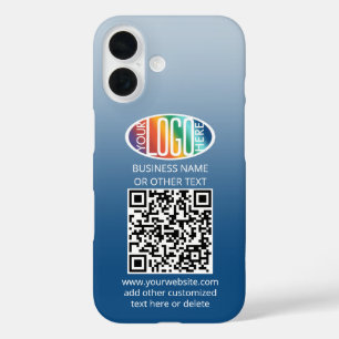 DIY Colour Gradient • Business Logo & QR Code Toug iPhone 16 Case