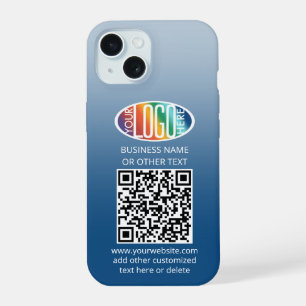Diy Colour Gradient • Business Logo & QR Code Toug iPhone 15 Case