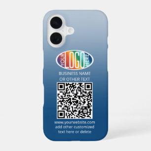 DIY Colour Gradient • Business Logo & QR Code Toug iPhone 16 Case