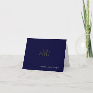 diy colour/plain Thank You Cards, wedding monogram Card