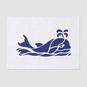 DIY Colour Vintage Whale Spout Silhouette Blue Wht Tissue Paper