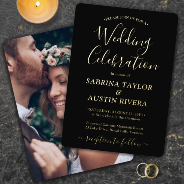 DIY Colour Wedding Celebration Photo Black Elegant (Creator Uploaded)