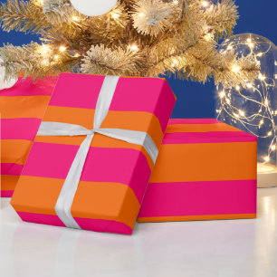 DIY Colour XL Preppy Stripe Orange Raspberry Pink Wrapping Paper