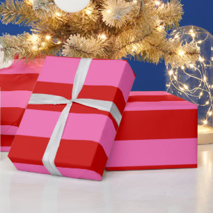 DIY Colour XL Preppy Stripe Red Hot Pink Wrapping Paper