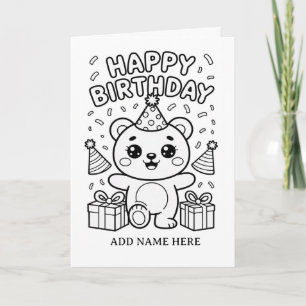 DIY colouring folded bear birthday card