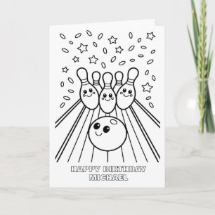 DIY colouring folded bowling birthday card