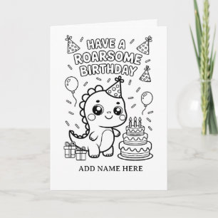 DIY colouring folded dinosaur birthday card