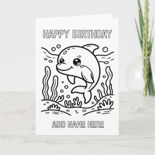 DIY colouring folded dolphin birthday card