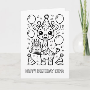 DIY colouring folded giraffe birthday card