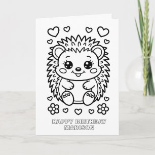 DIY colouring folded hedgehog birthday card