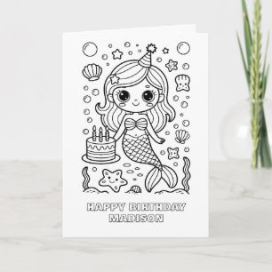 DIY colouring folded mermaid birthday card