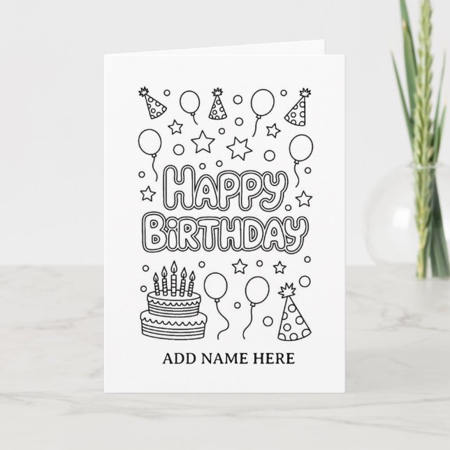 DIY colouring folded race car birthday card (Front)