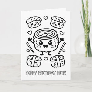 DIY colouring folded sushi birthday card