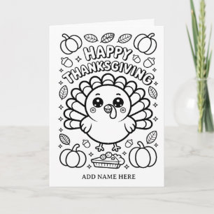 DIY colouring folded thanksgiving turkey birthday Card