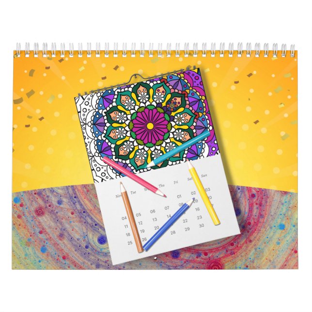 DIY Colouring Mandala Outline Art  Calendar (Cover)