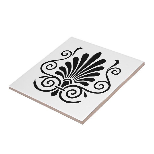 DIY Colours Art Deco Arabesque Plume Black on Whit Tile (Side)