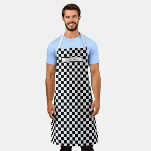 DIY Colours Black White Chequerboard Pattern  Apron