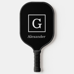 DIY Colours Black White Framed Initial Monogram SV Pickleball Paddle