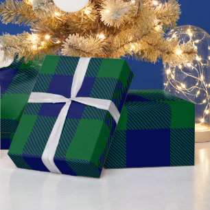 DIY Colours Buffalo Plaid Tartan HG SV Blue Green Wrapping Paper