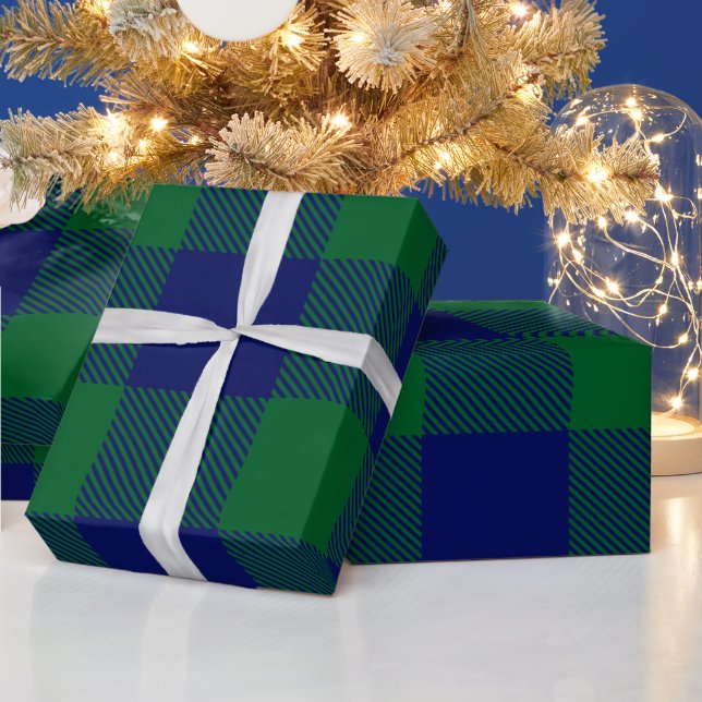 DIY Colours Buffalo Plaid Tartan HG SV Blue Green Wrapping Paper (Holidays)
