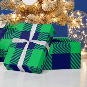 DIY Colours Buffalo Plaid Tartan LG SV Blue Green Wrapping Paper