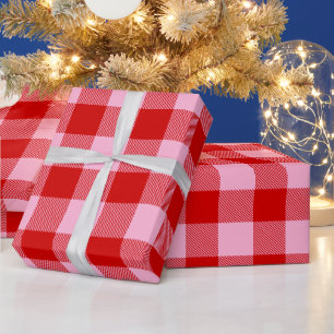 DIY Colours Buffalo Plaid Tartan Med SV Red Fl Pin Wrapping Paper