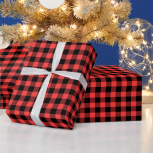 DIY Colours Buffalo Plaid Tartan SM SV Bk Coral Re Wrapping Paper