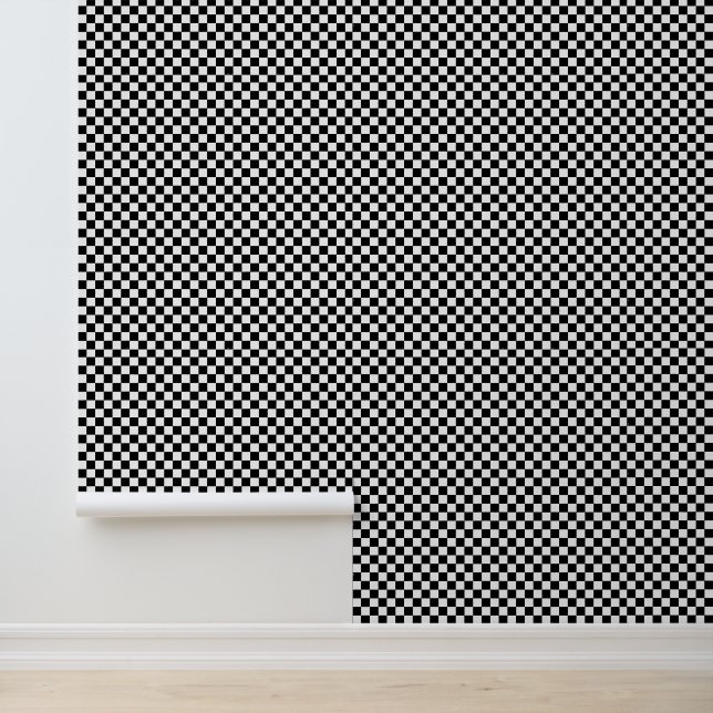 DIY Colours Checherboard Checked Black White Wallpaper (Application)