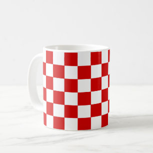 DIY Colours Chequered Pattern Red and White Coffee Mug