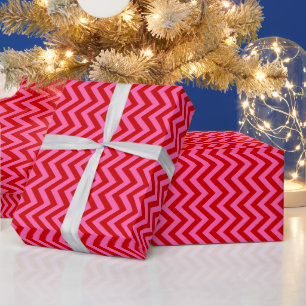 DIY Colours Chevron  Zigzag SV Red Hot Pink Wrapping Paper