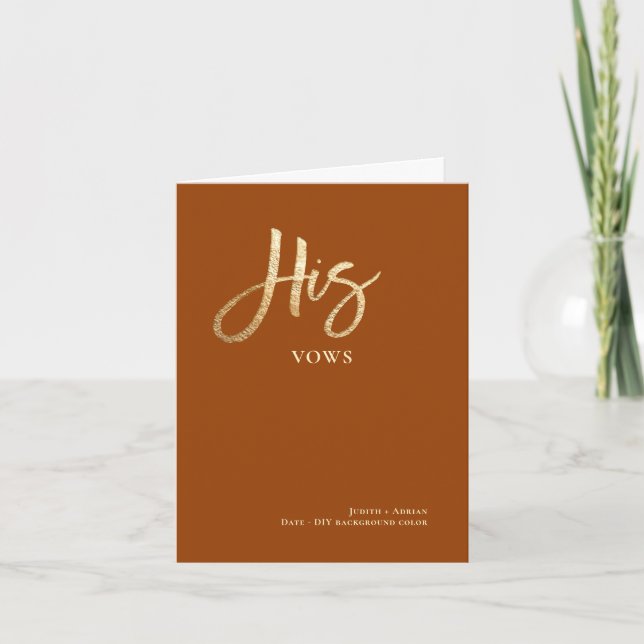 DIY Colours Chic Faux Gold His Vows Card (Front)