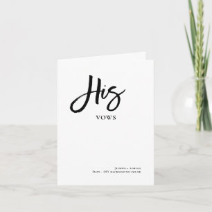 DIY Colours Chic Handwriten Script His Vows Card