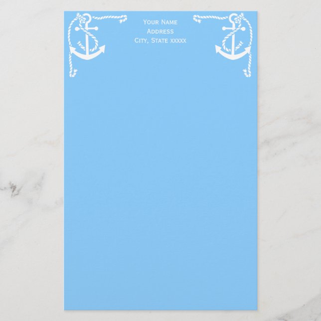 DIY Colours Corner Anchor with Rope White Sky Blue Stationery (Front)
