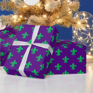 DIY Colours Fleur de Lis Lys Large SV Purple Green Wrapping Paper