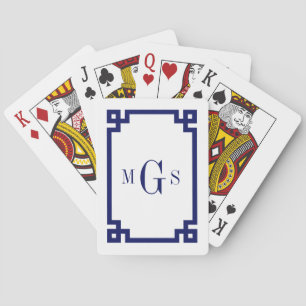 DIY Colours Greek Key #2 Frame Monogram Wht Navy Playing Cards