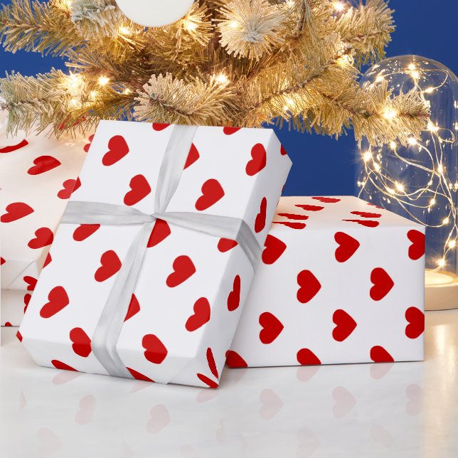 DIY Colours Hearts Pattern Red White Wrapping Paper (Holidays)