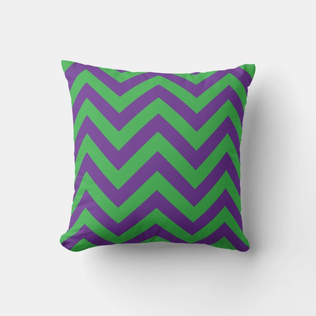 DIY Colours Kelly Green Purple Large Chevron ZigZa Cushion (Front)
