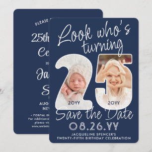 DIY Colours • Look Who's 25 Birthday Party 2 Photo Save The Date
