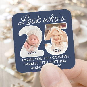 DIY Colours • Look Who's 25 Birthday Party 2 Photo Square Sticker