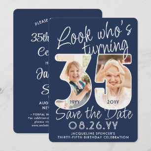 DIY Colours • Look Who's 35 Birthday Party 2 Photo Save The Date