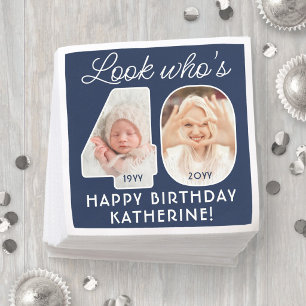 DIY Colours • Look Who's 40 Birthday Party 2 Photo Napkin