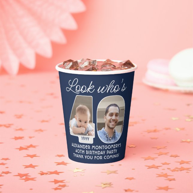 DIY Colours • Look Who's 40 Birthday Party 2 Photo Paper Cups (Insitu)