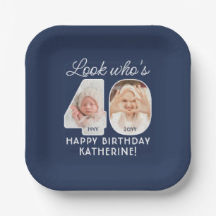 DIY Colours • Look Who's 40 Birthday Party 2 Photo Paper Plate