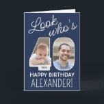 DIY Colours • Look Who's 40 Happy Birthday 2 Photo Card<br><div class="desc">Look who's 40! Create your own unique happy birthday wish for a family member or friend with a personalised name 40th birthday folded greeting card. The photos and wording on this template are simple to customise and all colours and fonts are easy to change with the Zazzle design tool. The...</div>