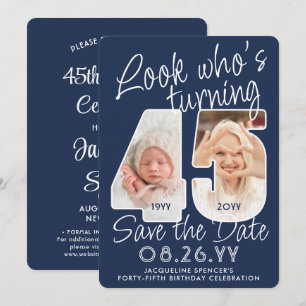 DIY Colours • Look Who's 45 Birthday Party 2 Photo Save The Date