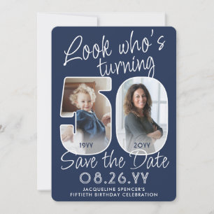 DIY Colours • Look Who's 50 Birthday Party 2 Photo Save The Date