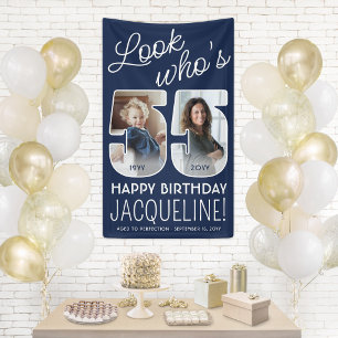 DIY Colours • Look Who's 55 Birthday Party 2 Photo Banner