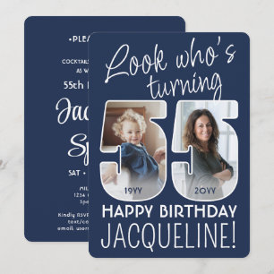 DIY Colours • Look Who's 55 Birthday Party 2 Photo Invitation